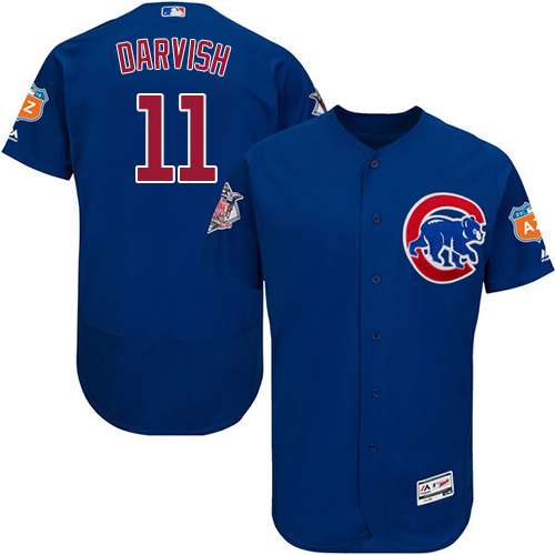 Cubs #11 Yu Darvish Blue Flexbase Authentic Collection Stitched MLB Jersey - Click Image to Close